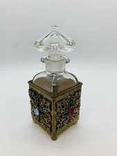 Antique Baccarat Jewel Encrusted Brass Caddy Perfume Bottle picture