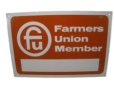 Vintage FU. Farmers Union Member Metal Tin Sign 18