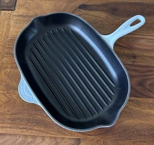 LE CREUSET Coastal Blue #32 Oval Grill Pan EXCELLENT picture