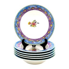 Sango Birds & The Bees Rimmed Soup Bowls 8.75 Sue Zipkin Set of 6 3042 picture