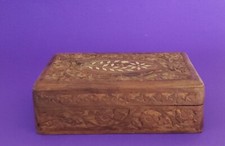 Vintage Orante Wooden Carved TAROT Box Curio Wicca Keepsake 8x5x2.5 India picture