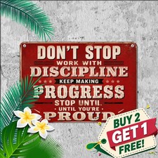 Never Stop Until Proud Tin Sign Motivational Fitness Gym Metal Wall Decor picture