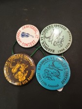 Vintage Hardwick Craftsbury Vermont Fiddlers Contest Pinbacks Lot Of 4 1980s-90s picture