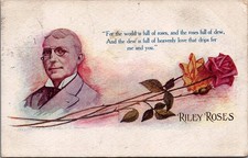 1906 James Whitcomb Riley Roses Poem Postcard w/Quote & Stamp picture
