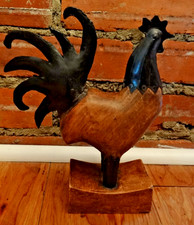 Vintage Wood & Metal Rooster Folk Art Sculpture Rustic Farmhouse 8.75” picture