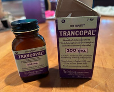 Vintage Winthrop Laboratories Trancopal Empty Glass Medicine Bottle W/Box picture