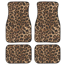Brown Leopard Print Car Floor Mats Carpet Universal Abstract Cheetah Pattern ... picture