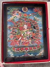 Hand Painted Original Tibetian Chinese Tara Thangka Painting 24k gold filled picture