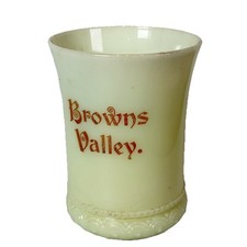 BROWNS VALLEY , MINNESOTA MN Uranium Antique Custard Glass Souvenir Cup picture