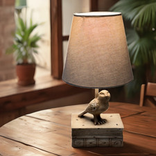 Vintage Owl Ceramic Table Lamp Restored Handmade Bedside Gift Bird Lamp 15'' picture