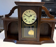 Vintage Centurion 35-Day Mantel Clock Made in Taiwan Wood Brass Pendulum works picture