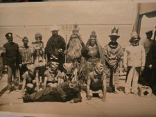 HALLOWEEN PHOTOGRAPH early 1900s - Ghouls Neptune POLICE - 6 1/4 X 4 1/4 Inches picture