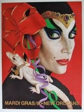 Mardi Gras Poster 1990 Larry Harris Artist {NEW} picture