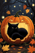 Cute Black Cat in JOL Halloween High-Quality Metal Fridge Magnet 3x4 6532 picture