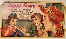 Vintage Happy Home 100 Count Gold Eye Needle Book Japan Complete w Threader picture