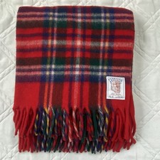Vintage Curvon Imperial Red Plaid Wool Throw Blanket Fringe No. 6 Cabin 50x60 picture