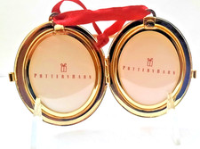 VTG 2005 Pottery Barn Christmas Ornament Gold Finish Locket Photo Frame Annual picture