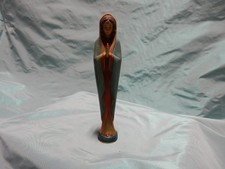 Vintage ANRI Hand-Painted Carved Wood Virgin Mary Figurine picture