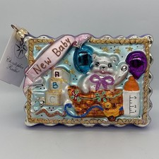 Vtg Rare Christopher Radko Postcard Glass Xmas Ornament Bundle of Joy New Baby picture