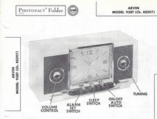 1956 Arvin 958T Tube Clock AM Radio Receiver Photofact Manual Schematic 958-T picture