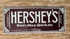 Vintage 1991 Ande Rooney Hershey’s Sweet Milk Chocolate Porcelain Enamel Sign picture