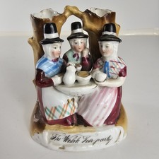 Vintage German Porcelain The Welsh Tea Party Fairing Spill Vase Welsh Ladies picture