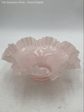 Fenton Rose Pink Glass Ruffled Edge Bowl Home Decorative Bowl picture