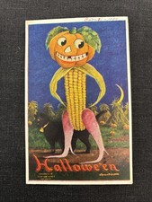 Vintage 1909 Halloween Bernhardt Wall Postcard Pumpkin Man International Art picture
