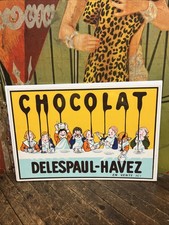 VINTAGE C. 1950 DELESPAUL-HAVEZ CHOCOLATE SIGN CANDY GENERAL STORE DAIRY RARE picture