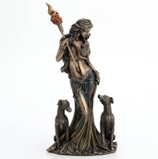 9 1/4 Inch Tall Hecate Greek Goddess of Magic with Her Hounds Cold Cast Bronzed picture