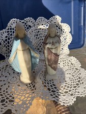 Vintage Virgin Mary & Sacred Heart Jesus Catholic Statues Pair picture