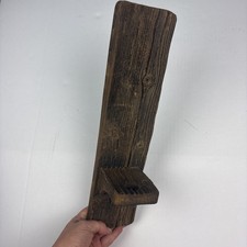 Vintage Hoda 1976 Faux Wood Candleholder Wall Hanging Retro Home Decor 15in Tall picture