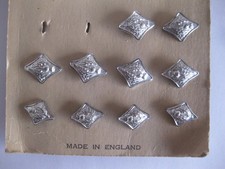 Scottish Thistle Buttons Silver Toned Two Sizes ( Lot of 10 ) picture