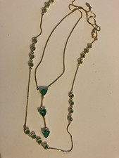 VINTAGE ESTATE RHINESTONE DOUBLE STRAND CHAIN NECKLACE picture
