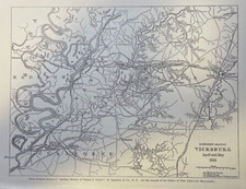 1885 Vintage Magazine Illustration Map Showing Vicksburg Campaign Civil War picture
