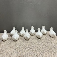 9 Ceramic Bird Figurines 2.5” White Glossy Finish Decor picture