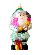 ✨NEW Authentic Christopher Radko SANTA w GIFTS Green Big Handmade Glass Ornament picture