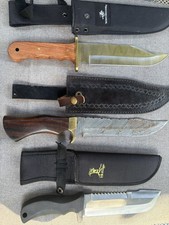 LOT OF 3 PCS Damascus Steel, survival, and bowe styled knives with sheathes WOW picture