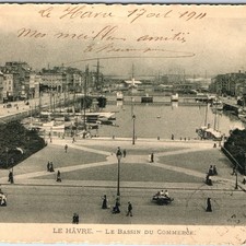 c1910s Le Havre, France Commerce Basin Harbor Ships Boats Promenade Street A355 picture