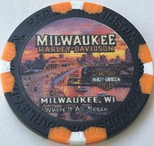 Harley Davidson Wide Print Poker Chip Milwaukee HD Milwaukee, Wisconsin picture