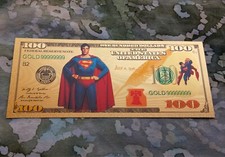 24k Gold Foil Plated Novelty Collectible DC Superman Banknote  Mint picture