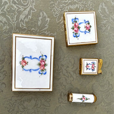 Vintage 4pc Evans Guilloche vanity, and smoking set simply stunning picture