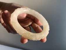 58.7mm Clear Natural Mongolian Jade Bracelet/ She TeiCui/ Fine Hand Carved picture