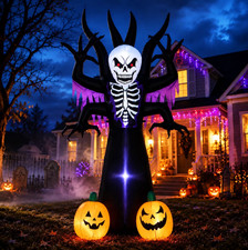 Árbol Esqueleto Inflable Halloween 8 Pies con Luces LED Calabazas y Segador picture