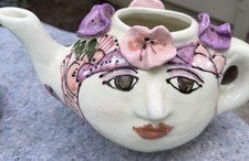 Vintage Sue Bolt Studio Pottery Large Tea Pot  Double Face   Signed picture