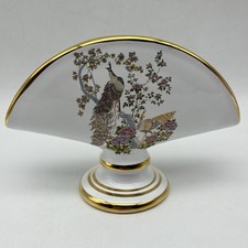 Vintage Neofitou Hand Made In Greece 24k Gol Greek Fan Vase Peacock picture