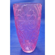 Beautiful Blooms Pink Glass Vase Raised Design 9