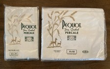 VTG Pequot Fine Combed Percale Double Bed Sheet + Two Pillow Cases 42x38 NOS picture