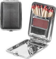 Metal Match Box Case Stainless Steel Matchboxes with Friction Plate Striker, Mat picture