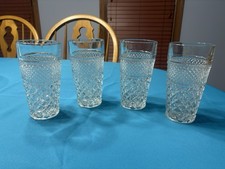 Vintage Wexford Glass 6 1/4'' Tall Water / Ice Tea Glasses Diamond Pattern 14oz picture